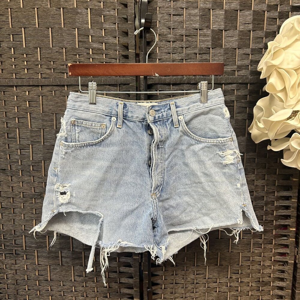 Agolde Dee Denim High Rise Distressed Jean Shorts Size 28